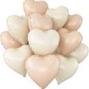 Cream White Beige Heart Balloons,12Pcs Caramel Sand White Heart Shaped Foil Balloons,18Inch Retro Apricot Helium Polyester Film Balloon for Baby Shower Birthday Anniversary Wedding Party Decorations