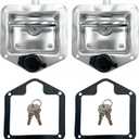 2 Pcs L8815 Tool Box Latch T Handle Latches with Lock Highly Polished Stainless Steel for Trailer Door RV Camper Truck Bed Toolboxes - Folding with Gasket