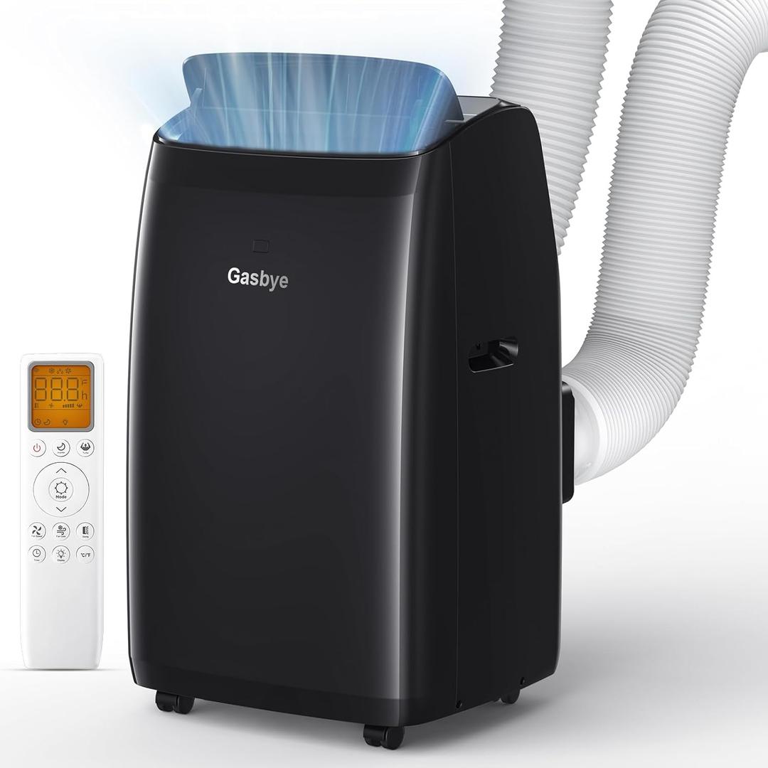 Dual Hose Portable Air Conditioner, [2026 Upgraded] Full DC Inverter Compressor, Energy-Saving 13.6 CEER, Low Noise (45dB), Cools Room up to 500 Sq.Ft., Backlit Remote Control, 14,000BTU, Black