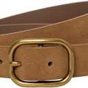 MJNUONE Leopard Print Belt for Women Leather Waist Belts Classic Needle Buckle Animal Printed forJeans dress Party Outfits (L (Waist 36-40 inches), Suede Tan)