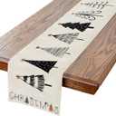 Christmas Tree Table Runner Colorful 13x72 Inch Polyester Linen Table Decoration for Kitchen Dinning, Indoor Outdoor Home Party Desktop Decor