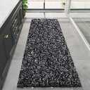 Black and White Bathroom Rugs Runner Extra Long 59.8"x29.9" Large Bath Mat Plush Shaggy Microfiber Bath Rugs Non-Slip Absorbent Bath Mat Extra Soft & Thick bath rugs for bathroom, Machine Washable