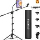 InnoGear Mic Stand, 6 in 1 Microphone Stand Floor with Tablet Phone Holder Height Adjustable from 30" to 72" Mic Stand Tripod Boom Arm with Gooseneck Carrying Bag for Singing Karaoke Stage