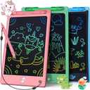 FLUESTON LCD Writing Tablet for Kids, 8.8 Inch Drawing Tablet for Boys Girls 3 4 5 6 7 8 Year, 2pcs in 1 Pack Drawing Pad Birthday Christmas Gift for Kid Educational Doodle Board Cute Unicorn Toy (Pinkgreenblue)