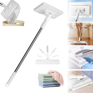 Snap Grip Mini Mop, 2026 Upgraded Disposable Dust Mop, Zero Touch Mini Mops, Convenient Cloth Changing Mops for Kitchen Counter, Foldable 130cm Adjustable Long Handle Mopping Stick (1 mop + 5 Cloths)