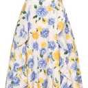 Belle Poque Sun Dresses for Women Spring Summer Floral Midi Flowy Spaghetti Ruffle Wedding Guest Tea Party Dress (XX-Large, Yellow Blue Floral)