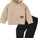 Neutocd Baby Boy Clothes Outfits Long Sleeve Hoodie Tops Sweatshirt Pants Set for Infant Toddler Fall Winter Sweatsuit (18-24 Months, Khaki/Black)