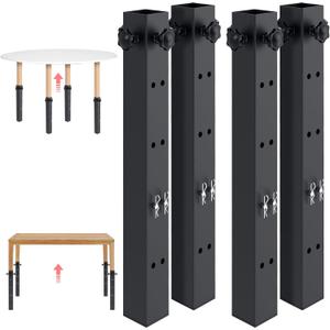 woiron 4 Pcs Table Leg Extenders for Folding Tables, Adjustable Folding Table Leg Extensions, for Square Straight Legs,Raise Table Height 3.4"/6.6"/9.8"/13"(Inner Diameter 1.35")
