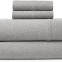 Road Trip America Jersey Sheets Queen Set - Cotton (4 Pieces) All Seasonal Deep Pockets Soft Cozy Knit Stretchy Bed Sheets - Hotel and Residential Quality (Light Heathered Grey, Queen)