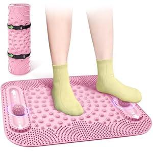 Large Foot Massage Mat with Two Massage Balls, 5-Zone Foot Reflexology Mat for Various Stimulation, Portable Acupressure Pressure Point Pad for Feet Relaxation, Pain, Fatigue Relief(Blue)