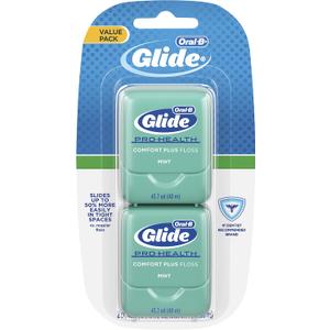 Oral-B Glide Pro-Health Comfort Plus Floss, Mint, 2 Ct