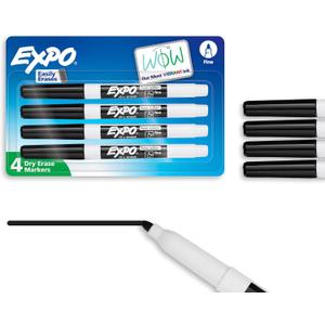 EXPO Low Odor Dry Erase Markers Fine Tip Black 4 Count
