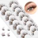 7 Pairs Mink DIY Individual Fluffy Wispy Lashes - Brown Natural Look False Eyelashes Extensions