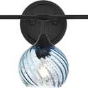 MELUCEE 25 Inch 3-Light Bathroom Light Fixtures Black
Vanity Lights with Blue Striped Swirl Glass Shade, Mid-Century Modern Bathroom Vanity Light Over Mirror