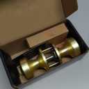 STARPY 6 Pack Satin Brass Interior Door Knobs, Pismo Gold Door Knob with Lock, Privacy Door Handles Interior for Bath & Bed