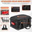 CDYWD Bike Basket Rear for Men Women, Large Bicycle Rack Basket for Adult Bikes with Removable Liner Bag & Waterproof Cover, Heavy Metal Back Cargo Basket for Ebike, Mountain Bike, City Bike, Cruiser