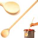 Mr.Woodware Wooden Kitchen Utensils- 24 Inch Long Handle Beech Wood Wok Spatula and Cooking Spoon - 2 in 1 Wooden Cooking Utensils Set for Mixing in Big Stock Pots Cauldron (Spoon)