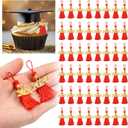 Daifunli 60 Pcs 2026 Mini Graduation Tassels for Craft 2.4inch Tassels Party Favors Mini Bookmark for Graduation Decor, Chocolates Decor, Keychain Making(Red)