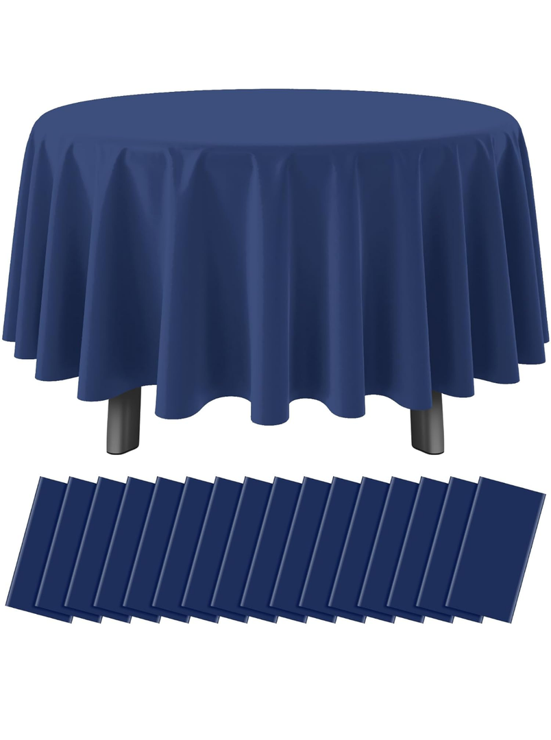 Table Cloth, Polyester, 90×229cm Round, Blue Navy 5 pack