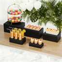 5 Pcs Metal Display Stands for Buffet Table Cake Risers, Cupcake Rectangle Stand for Wedding, Party, Catering Supplies, Elegant Food Risers for Display with 5Pcs Hollow Bottoms Sturdy Modern (Black, 2 IN to 12 IN)