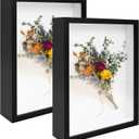 2 Pack Shadow Box Frame 11"x 14" Wood Deep Shadow Boxes Display Cases, Dried Flowers, Photos, Handicrafts Picture Frames for Wall Hanging Tabletop (Black, 11"x 14")