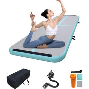 VIYAU Air Tumbling Mat Tumble 16ft Inflatable Gymnastics Air Mat for Gymnastics Training/Home Use/Yoga/Water Gymnastics With Pump