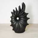 Modern Spiral Shell Ceramic Vase, Black Matte, 8.5 x 5.6 x 3.7 inches,for Interior Decoration
