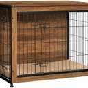 DWANTON Dog Crate Furniture with Cushion, Wooden Kennel Table with Double Doors, Indoor Dog House, Medium Size, 32.5" L, Warm Brown. many scratches during transportation