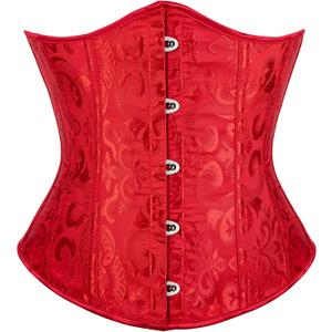 Alivila.Y Fashion Corset Womens Brocade Underbust Boned Corsets Bustier Waist Trainer (Large, Red)