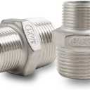 npt 1 to 3/4 reducer male thread, stainless steel 304 1 inch to 3/4 reducer, hex reducing pipe fitting adapter water connector (Pack of 2)