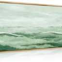 Large Green Wall Art 20x40 Inch Green Abstract Wall Decor Framed Neutral Painting for Living Room Bedroom Dining Room