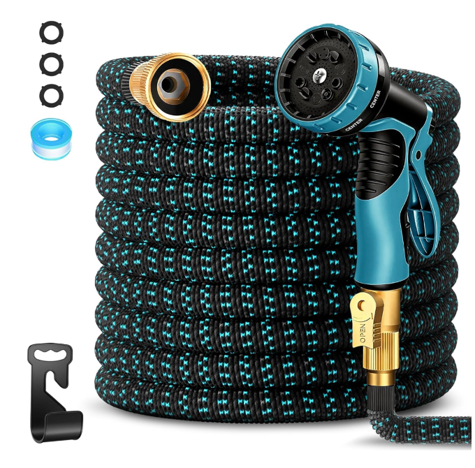 150 ft Expandable Garden Hose-2026 Upgraded Expanding Water Hose with 10 Function Nozzle, 3/4" Solid Brass Fittings, 5-Layer Latex Core, No-Kink Flexible Retractable Hose for Patio, RV, Car Washing