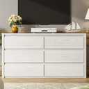 Garvee 6 Drawer Dresser for Bedroom, Wood Chest of Drawers Handle Free, 15.6"D x 47.2"W x 32.1"H