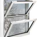 Vinyl Double Hung Sliding Window, 24" x 36" Household Window with Double-Pane Insulated Tempered Glass and Fiberglass Screen for House, Mobile Home (White)