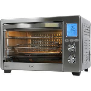 Air Fryer Oven Combo, 34QT Extra Large 1750W Toaster, 12" Pizza Convection Countertop, 12-in-1 Large Rotisserie With 4 Accessories, Stainless Steel, Silver
