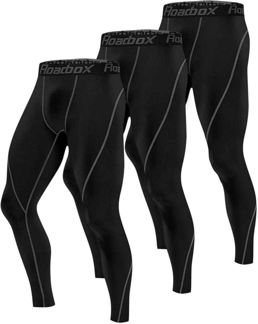 Roadbox 1 Pack, Men's Compression Pants Athletic Base Layer Cycling Tights Leggings for Running Yoga Basketball (Large)