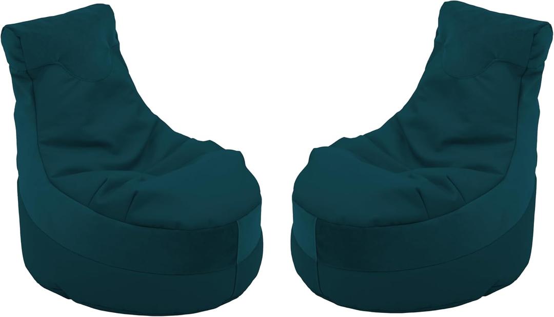 FDP Velvet and Vinyl Trendy Bean Bag, Children's Furniture for Bedroom, Playroom, Daycare, Preschool or Classroom, 2-Pack - Blue