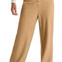 EVALESS Womens High Waist Button Stretchy Work Pants Straight Leg Office Dress Pant Business Casual Trousers with Pocket (Beige, XL)