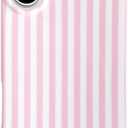 Pink Striped Cute Phone Case for iPhone 17 6.3",Aesthetic Trendy Retro Stripe Pattern Chic Pretty Classic Protective Cover for Girls Women,Pink and White