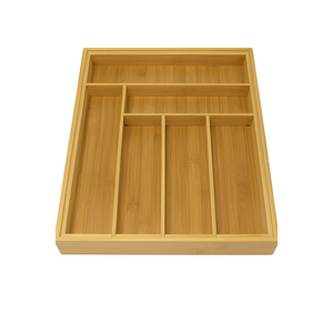 Juvale Bamboo Silverware Organizer for Drawer, Kitchen, 6 Slot Utensil Tray