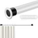 BAOYOUNI Adjustable Shower Curtain Rod Tension Bar Clothes Extendable Rail Closet Wardrobe Hanging Pole 43.3''-62.99'' for Bathroom, Kitchen, Bedroom, Doorway, Balcony - Matte White