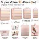 Veken 11 Set Compression Packing Cubes for Travel Essentials,Compressible Expandable Large Luggage Suitcase Organizer Bags for Clothing,Durable Space Saver Storage Bags with Toiletry Bags(Beige)