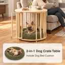 Veehoo Dog Crate Furniture, Round Cat Coffee Table with Cat Bed