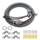 TAUROX 1/2Inch 3 Conductor 10 Gauge Electrical Wires Liquid Tight Conduit Wire with Ground Nonmetallic Flexible Conduits AC Disconnect Box Outdoor Electrical Whip Kit Power Whips Assembly(4FTx1/2Inch)