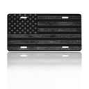 GACCAP Front License Plate Cover Car Decor Accessory Aluminum Metal Rust-Proof US Car Plate Novelty Vanity Tag Cover with 4 Holes for Men Women 6 * 12 in - Black Grey American Flag