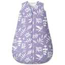 Baby Sleep Sack 6-12 Months 1.5 Tog Baby Wearable Blanket 100% Cotton Fabric Warm Sleeping sack with 2-Way Zipper Quilted for Infant Newborn Tog Purple Leaves (Medium)