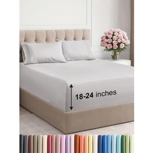 Extra Deep Pocket King Sheets - 4 Piece Breathable & Cooling Bed Sheets - Hotel Luxury Bed Sheet Set - Soft, Wrinkle Free & Comfy - Easily Fits Extra Deep Mattresses - Deep Pocket French Grey Sheets