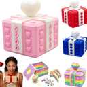 2-in-1 3D Printed Puzzle Gift Box Set - Interactive Mystery Box with Screw Challenge & Heart-Shaped Rose Case - Creative Money/Jewelry Holder for Valentines Day, Anniversary, Birthday Surprise (Pink/Red)