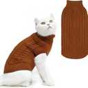 PUPTECK Winter Cat Sweater Coat - Soft Warm Cold Weather Clothes Knitwear for Kittens & Small Dogs Indoor Outdoor Wearing, Knitted Classic for Doggies Kitties Girls Boys, Brown, M