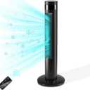 Antarctic Star Tower Fan Portable Electric Oscillating Fan Quiet Cooling Remote Control Standing Bladeless Floor Fans 3 Speeds Wind Modes Timer Bedroom Office (36 inch, Black) | Quiet Cooling Remote Control Standing Bladeless 3 Speeds Wind Modes Timer for Bedroom Office